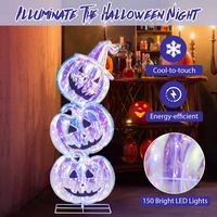 Costway - 3.4 FT Halloween Stacked Pumpkins 150 LED Lighted Pumpkin Decoration - Multicolor - Angle