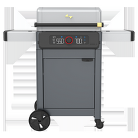 Current - Model G Dual Zone Grill with Cabinet - Light Grey - Moon Dust - Angle