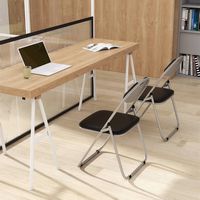 Costway 2 PCS U Shape Folding Chairs Furniture Home Outdoor Picnic Portable - Black - Angle