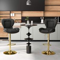 Costway Adjustable Metal Bar Stool Set of 2 leatherette Bar Chairs with Padded Seat & Footrest - ... - Angle