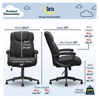 Serta - Hannah II 5-Pointed Star Microfiber Executive Chair - Black - Angle