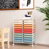 Costway - 20 Drawer Rolling Storage Cart Art Craft Organizer on Wheels Multipurpose - Macaron - Angle