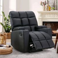 Bestier - Faux Leather Manual Massage Recliner with Vibration, Arm Storage and Two Cup Holders - ... - Angle
