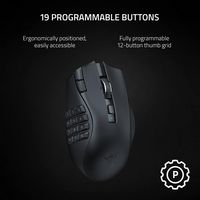 Razer - Naga V2 HyperSpeed MMO Optical Gaming Mouse with 19 Programmable Buttons - Wireless - Black - Angle