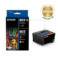 Epson - 802/802XL High-Yield and Standard Capacity Ink Cartridges - Black/Cyan/Magenta/Yellow - Angle