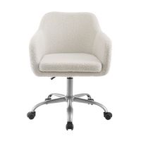 Linon Home Décor - Carvel Plush Faux Sherpa Height-Adjustable Office Chair - Off-White - Angle