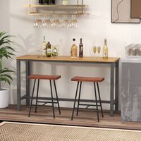 Costway Set of 2 Industrial Saddle Stool Counter Height Bar Stool Dining Pub Chair w/ Metal Frame... - Angle