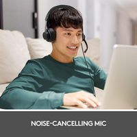 Logitech - Zone 750 Wired Active Noise Canceling On-Ear Headset - Black - Angle