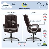 Serta - Benton Big and Tall Puresoft Faux Leather Executive Office Chair - Chestnut - Angle