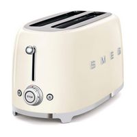 SMEG TSF02 4-Slice Long Wide-Slot Toaster - Cream - Angle