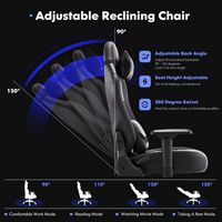 Bestier - Gaming Chair 5 - PU Leather Fixed up Armrest Lumbar Support Ergonomic Arm Chair in With... - Angle
