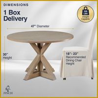 Finch - Alfred Round Modern Farmhouse Rubberwood Table - Rustic Beige - Angle