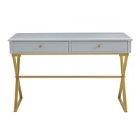 Linon Home Décor - Edmore Two-Drawer Campaign Desk - Gray & Gold - Angle