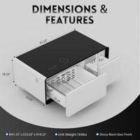 Livtab - Smart Coffee Table with Refrigeration, Freezer Drawer, Wireless Charging, Bluetooth Spea... - Angle
