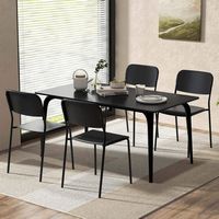 Costway Modern Dining Chairs Set of 4 with Tilted Backrest & Sturdy Metal Legs Plastic - Black - Angle