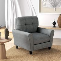 Costway - Modern Upholstered Accent Chair with Sturdy Legs - Grey - Angle
