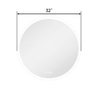 LOVMOR - 32 x 32 Inches Round Tempered Glass LED Bathroom Mirror with Anti-Fog & 3-Color Dimmable... - Angle