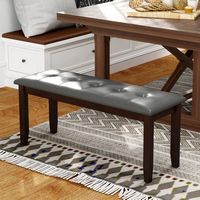 Costway - Upholstered Dining Bench w/Padded Seat for Kitchen Bedroom Entryway - Grey - Angle
