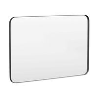 LOVMOR - Tempered Glass Rounded Rectangle Framed Wall-Mounted Bathroom Vanity Mirror - 48