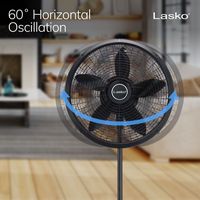 Lasko - 18 in. Oscillating 3-Speed Adjustable Large Room Pedestal Fan - Black - Angle