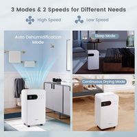 Costway Dehumidifier for Home Basement Portable 32 Pints with Sleep Mode up to 2500 Sq. Ft - White - Angle