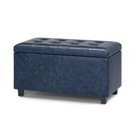 Simpli Home - Cosmopolitan Storage Ottoman - Denim Blue - Angle