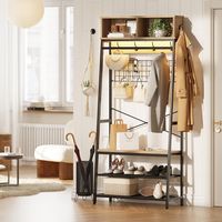 Bestier 5-in-1 Hall Tree Entryway Coat Rack with LED Lights Bench and Shoe Storage with Sturdy Me... - Angle
