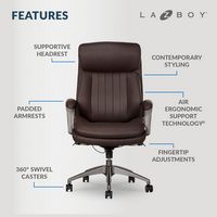 La-Z-Boy - Nova Executive Vegan Leather Office Chair with Air Lumbar Technology - Brown - Angle