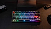 Keychron - V1 75% Custom Wired RGB Mechanical Keyboard with Programmable QMK/VIA Hot-Swappable Br... - Angle