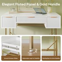Bestier 47inch Fluted Vanity Makeup Desk Big Computer Gaming Desk with 3 Drawers - White - Angle