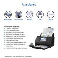 Epson - WorkForce ES-580W Wireless Duplex Touchscreen Desktop Document Scanner - Black - Angle