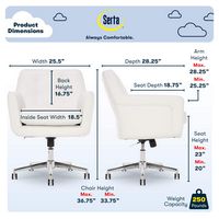 Serta - Ashland Bonded Leather & Memory Foam Home Office Chair - White - Angle