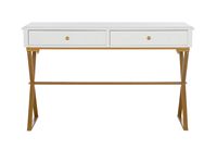 Linon Home Décor - Edmore Two-Drawer Campaign Desk - White & Gold - Angle