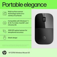 HP - Z3700 G2 Wireless Blue LED Mouse - Wireless - Black Onyx - Angle