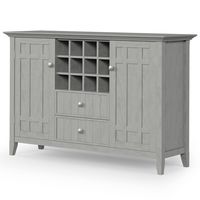 Bedford SOLID WOOD 54 inch Wide Transitional Sideboard Buffet and Wine Rack in Fog Grey - Angle