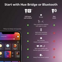 Philips - Hue A19 Bluetooth 60W Smart LED Bulb (3-Pack) - White and Color Ambiance - Angle