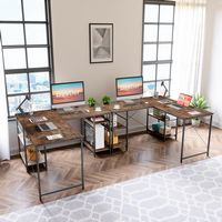 Bestier 55inch Gaming Desk L-shaped Desk Office Computer Desk - Brown - Angle