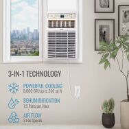 Keystone - 350 Sq. Ft. 8,000 BTU Casement Window Air Conditioner - White - Angle