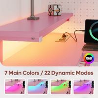 Bestier - L-Shaped Gaming Desk with Power Outlets LED Lights and Reversible Storage Shelves & Hoo... - Angle