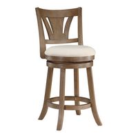 OSP Home Furnishings - Miller Swivel Counter Stool - Linen/Medium Oak - Angle