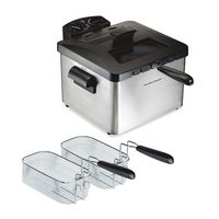 Hamilton Beach - Professional 12 Cup Deep Fryer with 3 Baskets - Silver/Black - Angle