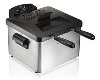 Hamilton Beach - 12 Cup Professional-Style Deep Fryer with 2 Baskets - Silver/Black - Angle