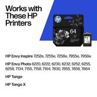 HP - 64 Standard Capacity Ink Cartridge - Black - Angle