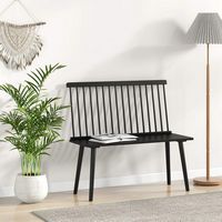 Costway - Entryway Bench for 2 Windsor Rubber Wood Dining Bench with Spindle Back - Black - Angle