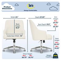 Serta - Leighton Modern Upholstered Home Office Chair with Memory Foam - Cozy Ivory - Woven Fabric - Angle