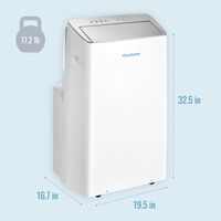 Keystone - 14,000 BTU ASHRAE/12,000 BTU DOE Portable Inverter Air Conditioner with Supplemental H... - Angle