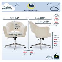 Serta - Valetta Upholstered Home Office Chair - Sherling Wool - Cream - Angle