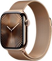 Apple Watch Series 10 (GPS+Cellular) 42mm Titanium Case with Gold Milanese Loop - Gold - (2024) - Angle