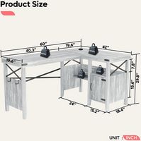 Bestier - Farmhouse L-Shaped Computer Desk with Storage Cabinet and Bookshelf - 60