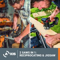 WORX - Axis 20V Cordless Brushless Reciprocating & Jig Saw (1 x Battery & 1 x Charger Included) -... - Angle